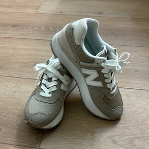 New Balance Tan and White Sneakers